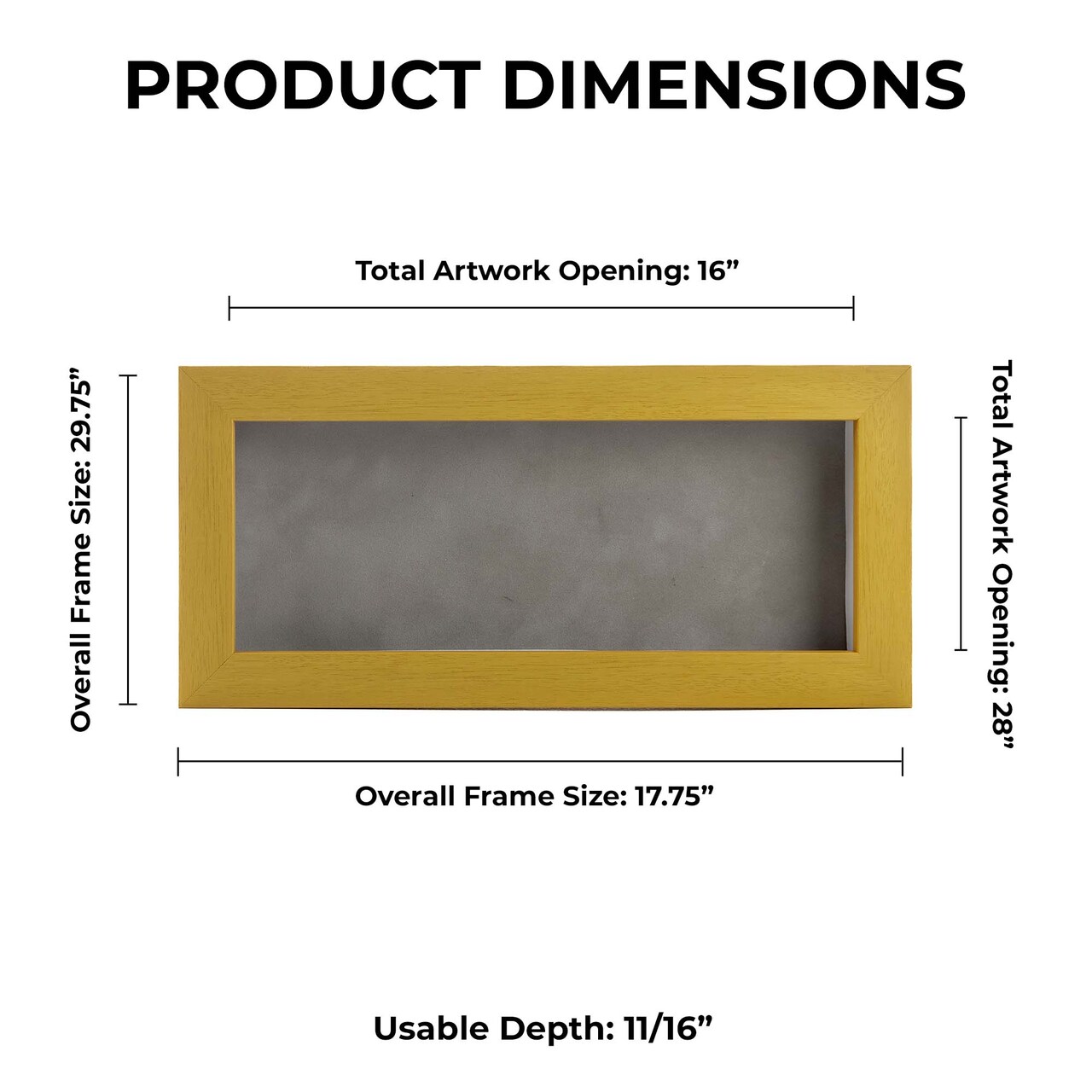 Classic Natural Wood Shadow Box Frame with Acrylic Front - Light Brown Suede Backing, 30 Sizes